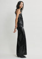 Curved sequin tank black