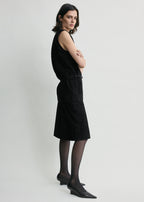 Belted suede top black