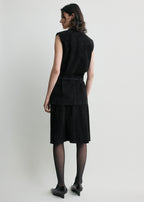 Belted suede top black
