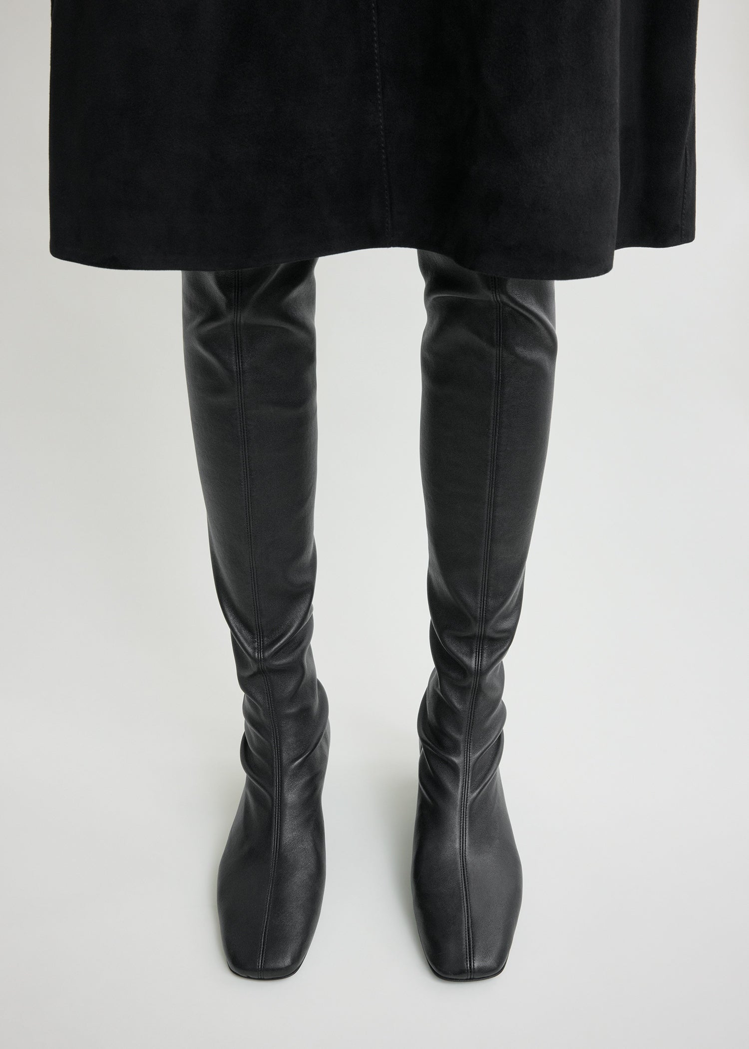 Day nappa knee-high boots black