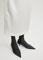 Bow satin kitten pumps black