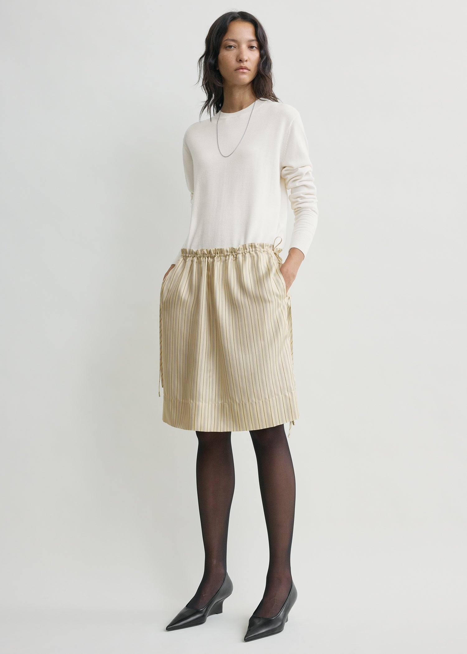 Striped mini skirt beige/brown
