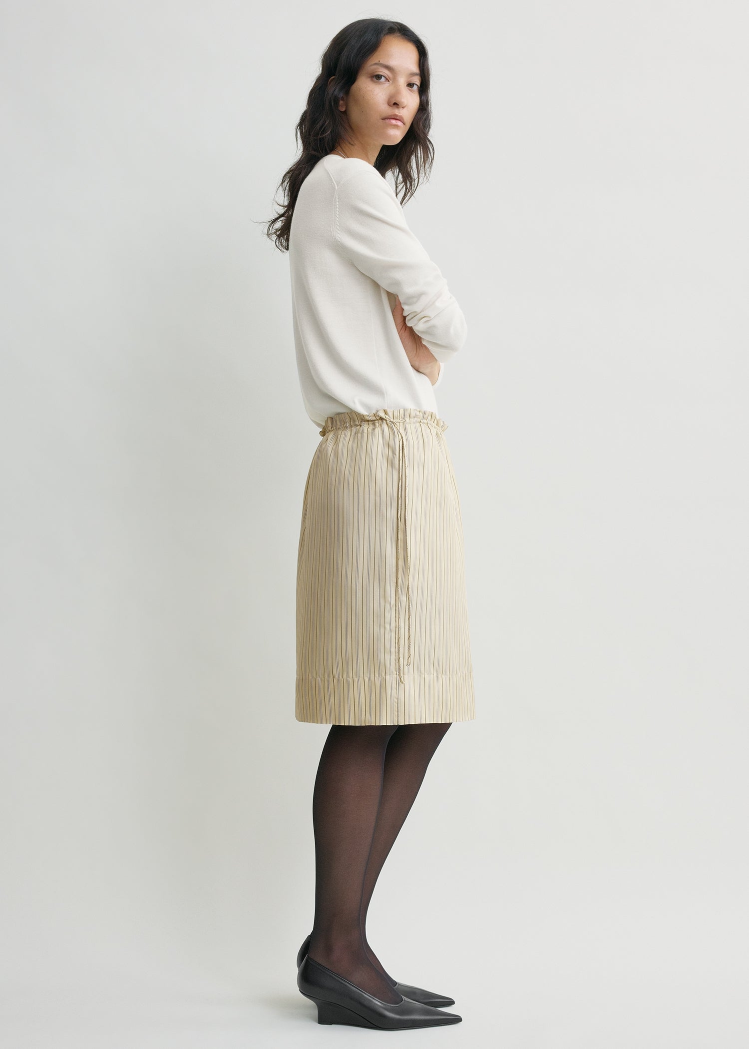 Striped mini skirt beige/brown