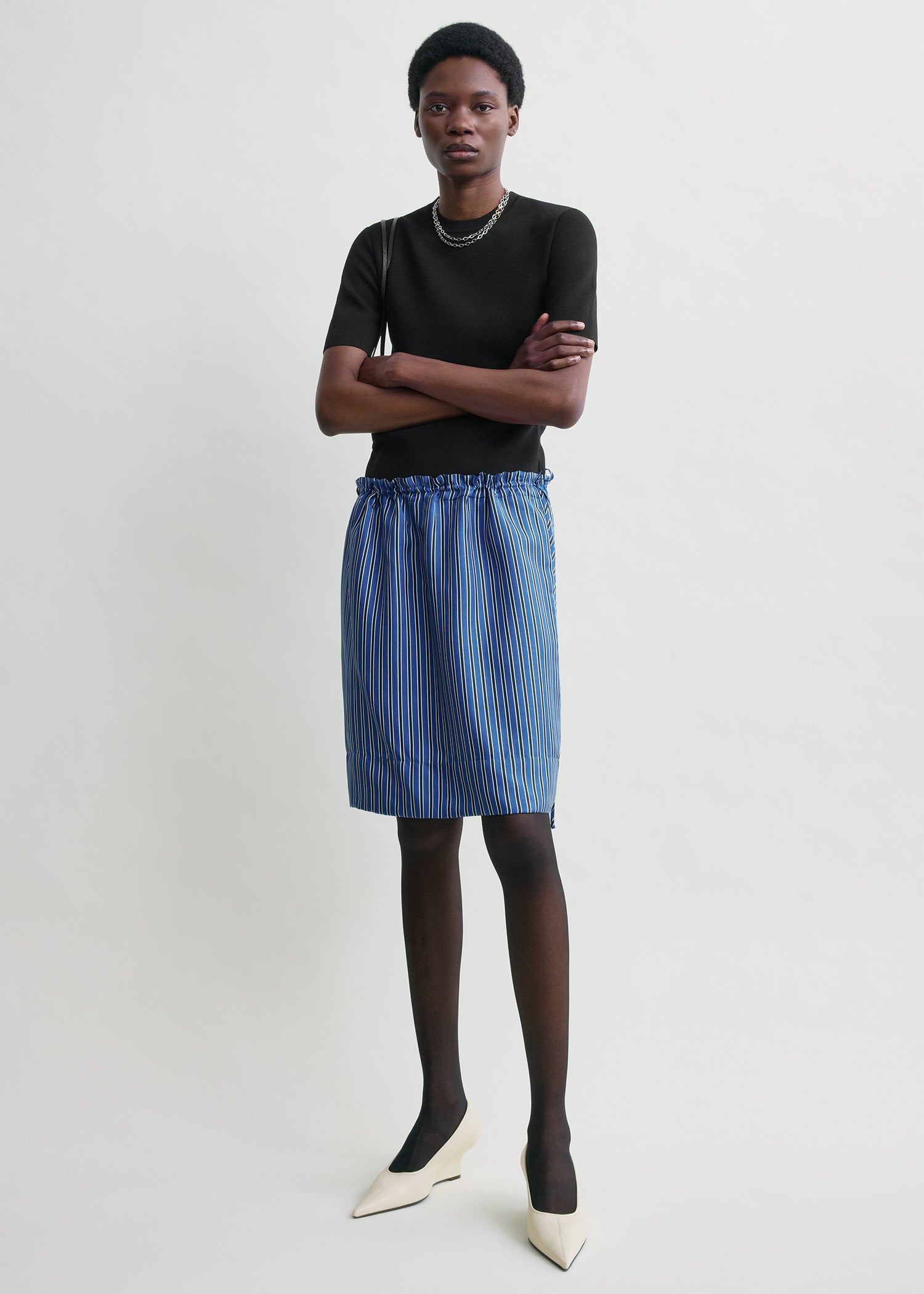 Striped mini skirt blue/navy from Toteme - $432