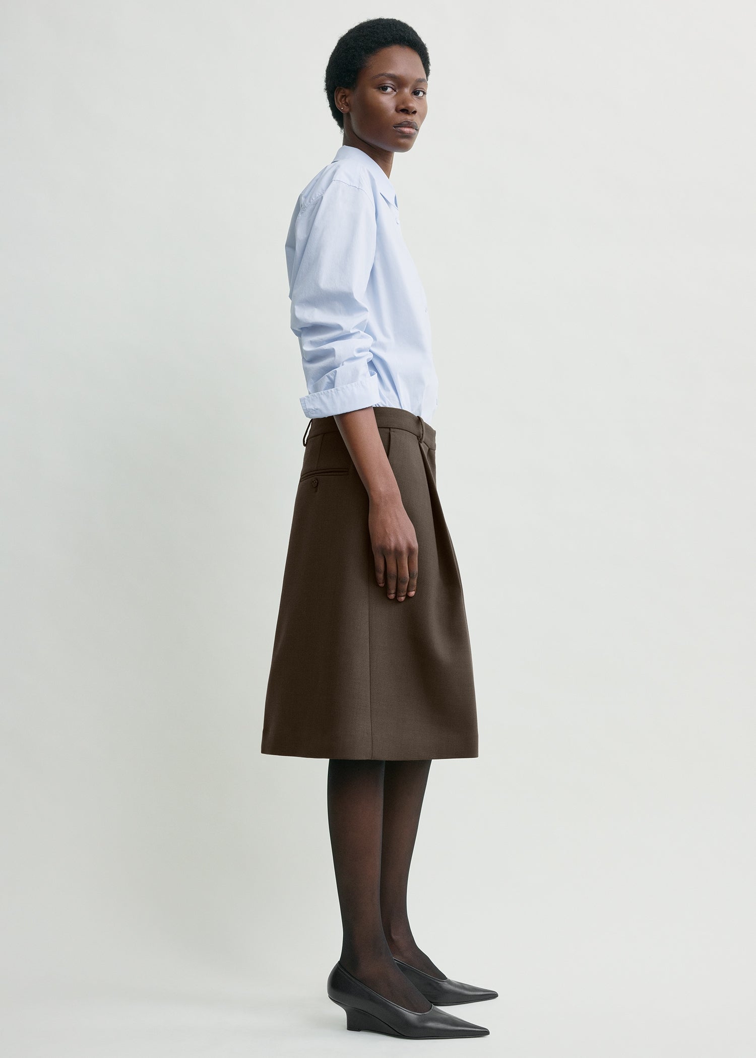 Tailored pleat skirt bark