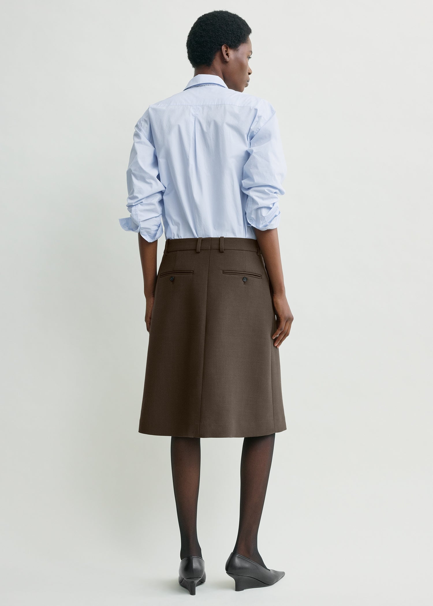 Tailored pleat skirt bark