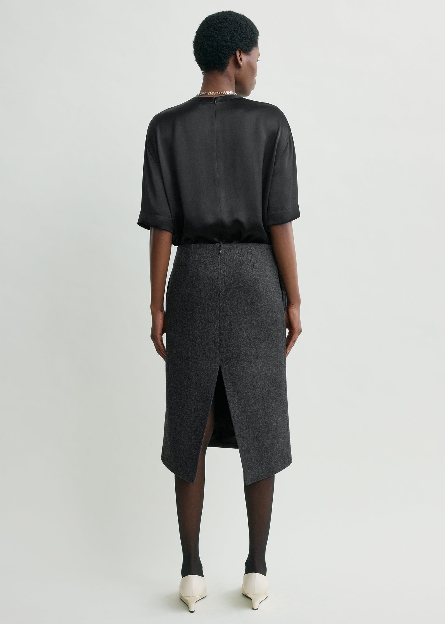 Twill suit skirt charcoal