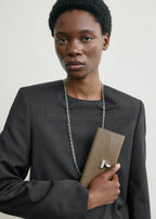 T-lock grained-leather wallet dark taupe