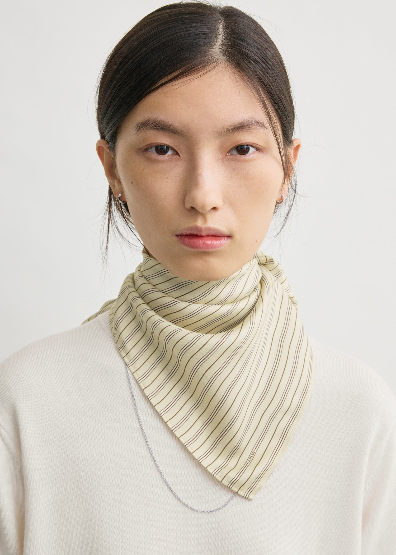 Striped silk scarf beige/brown