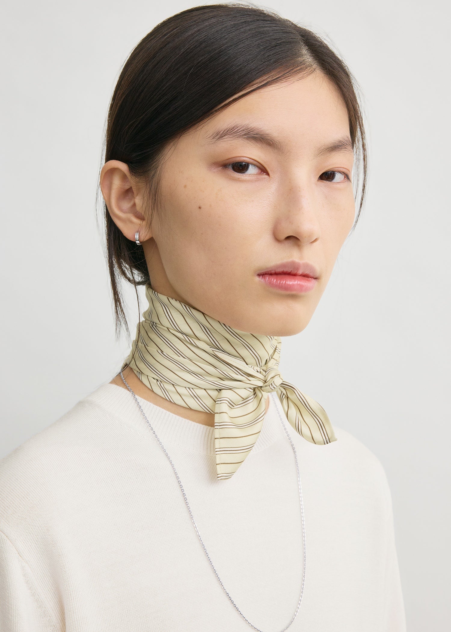 Striped silk scarf beige/brown