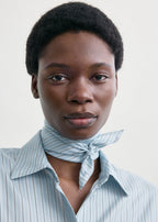 Striped silk scarf ice/white