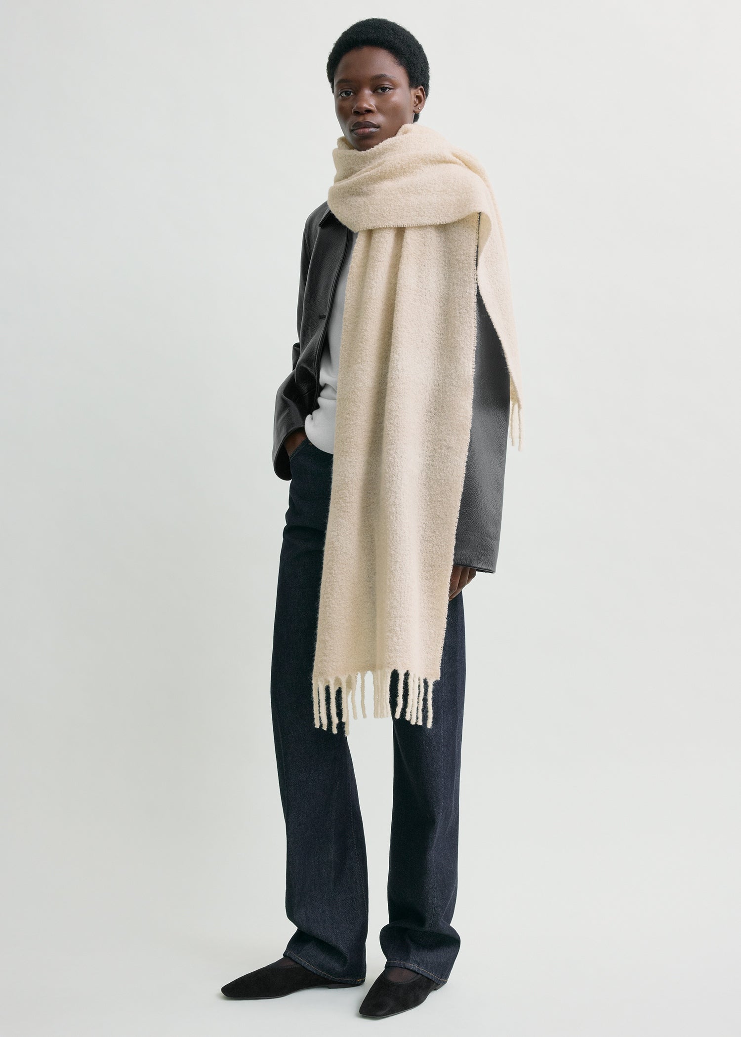 Monogram jacquard scarf ecru/white