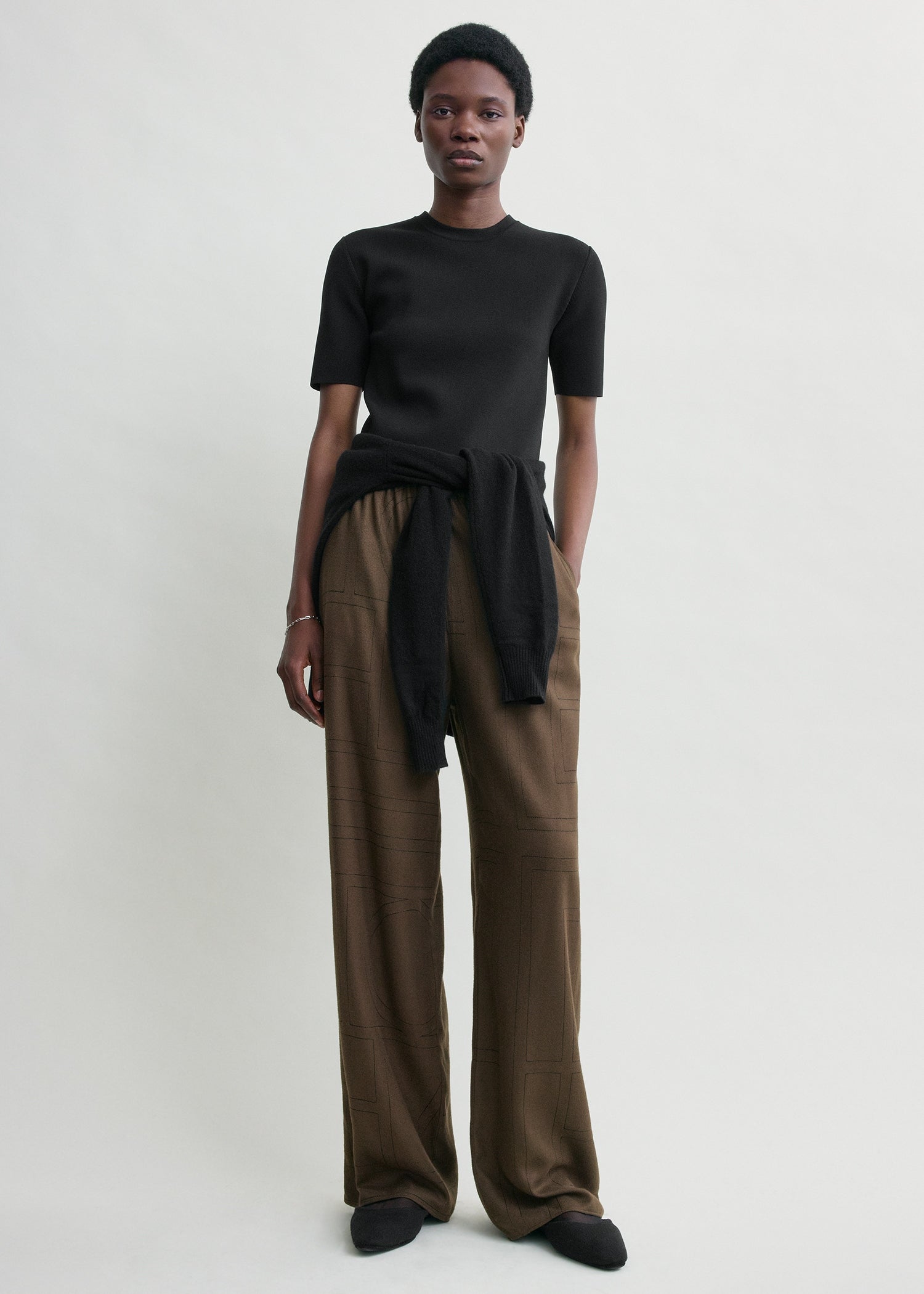 Monogram flannel pj bottoms dark brown from Toteme - $560
