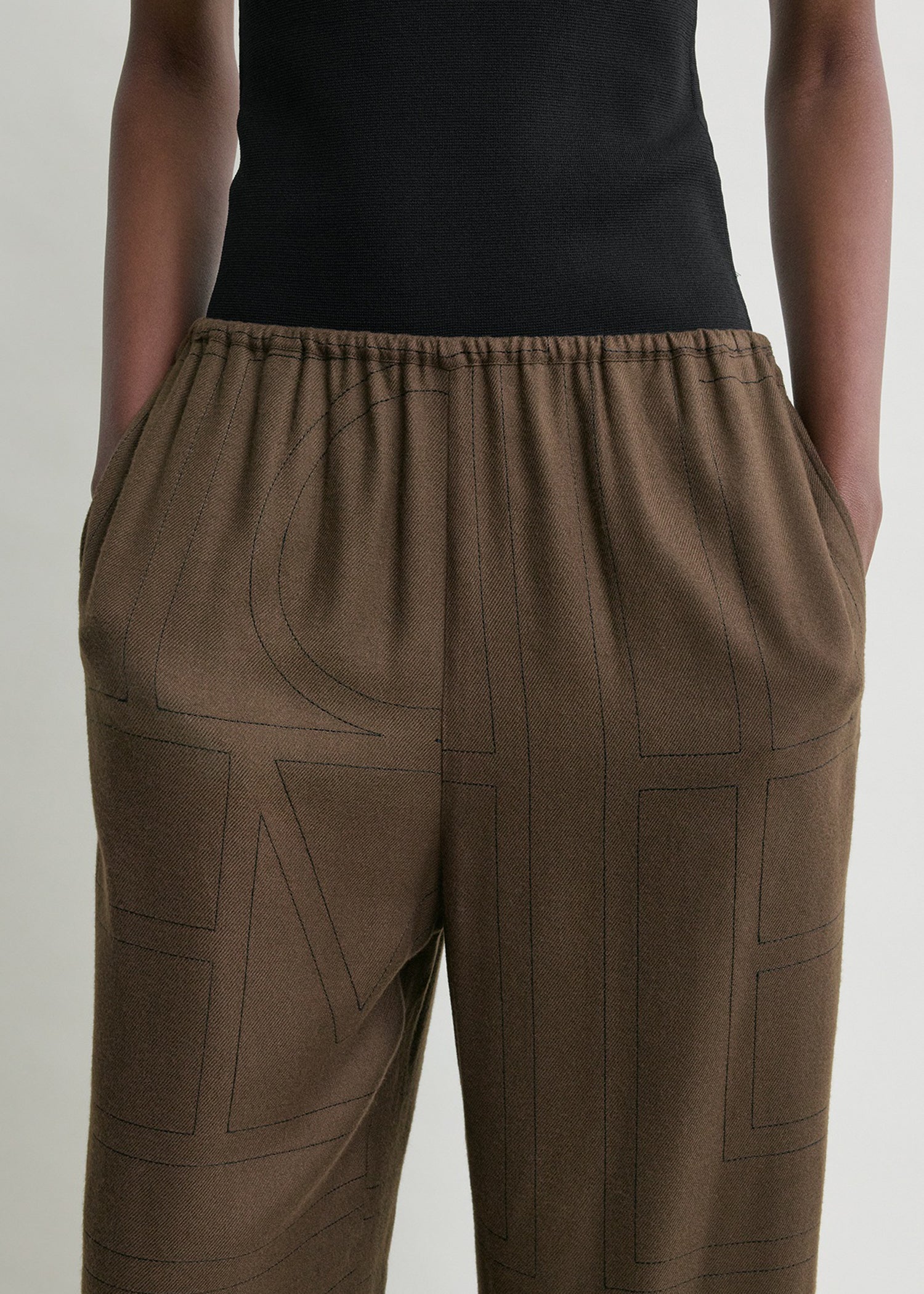 Monogram flannel pj bottoms dark brown