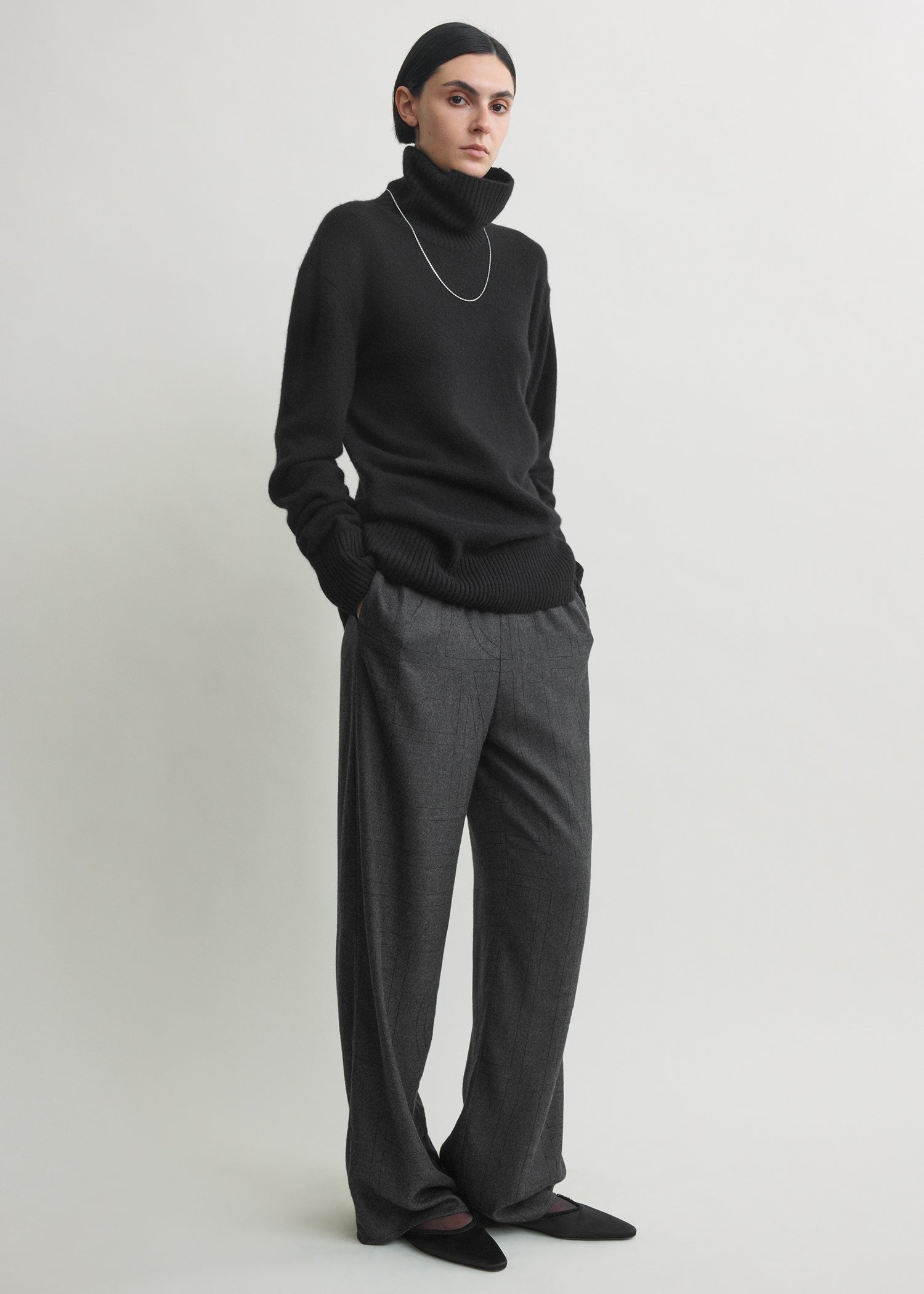 Monogram flannel pj bottoms charcoal – TOTEME