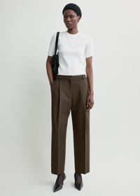 Pleated straight trousers bark