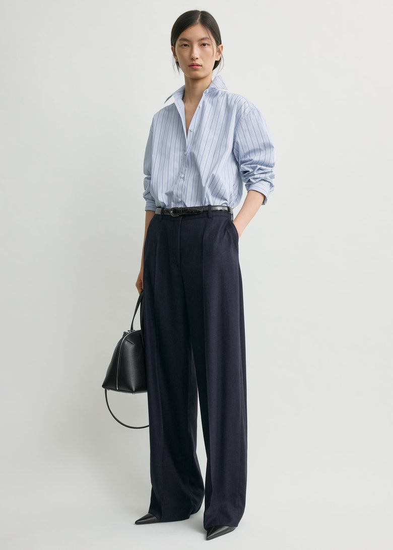 Wide flannel trousers navy