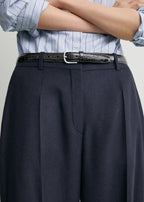 Wide flannel trousers navy petite
