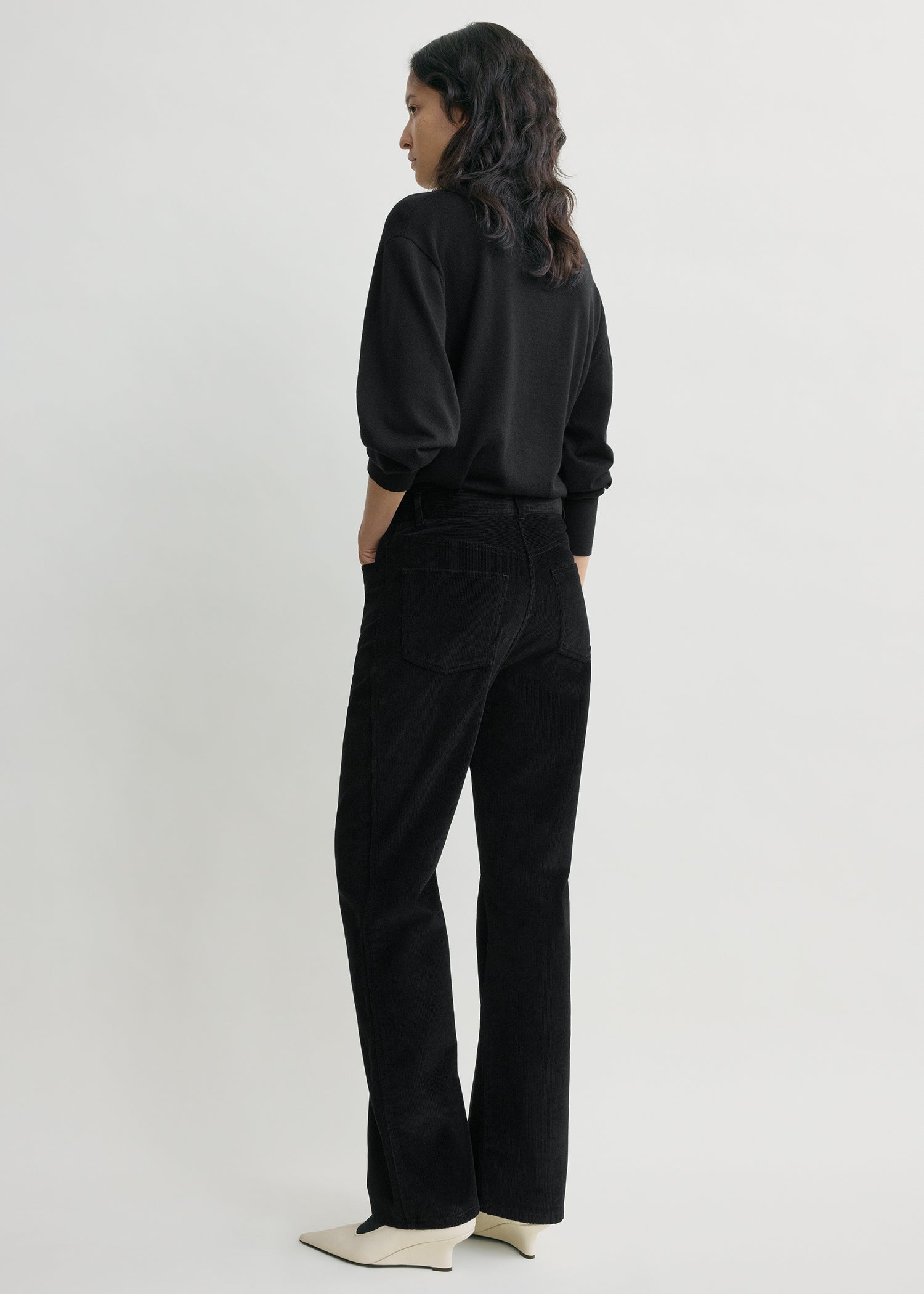 Straight cord trousers black
