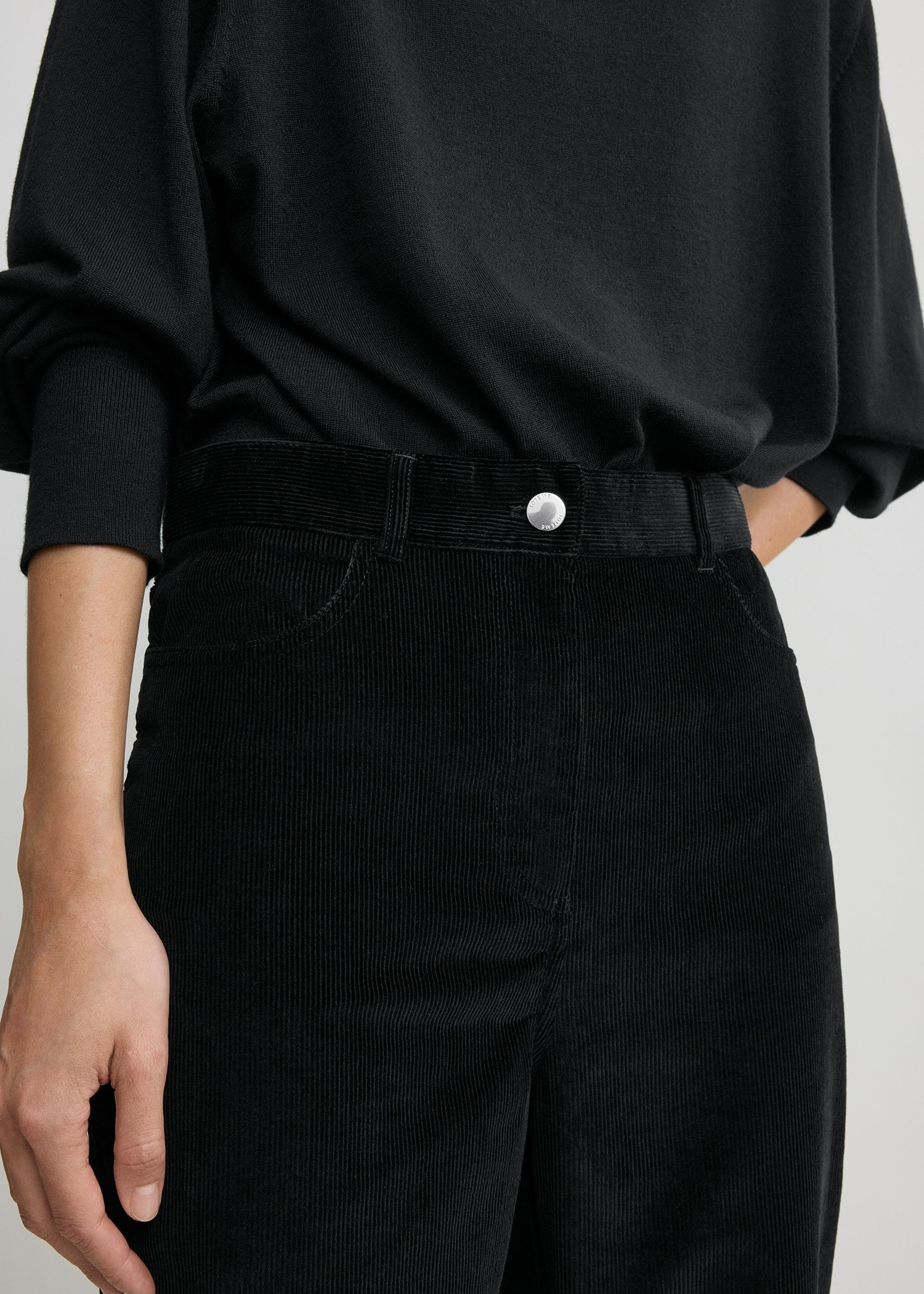 Straight cord trousers black