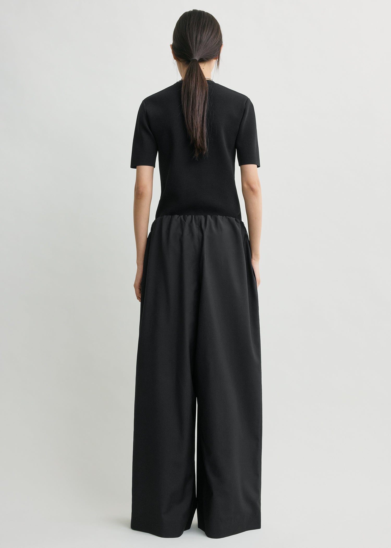 Drawstring dinner trousers black petite