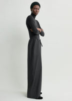 Drawstring dinner trousers charcoal melange petite