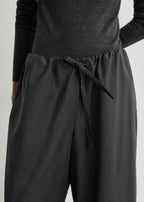 Drawstring dinner trousers charcoal melange petite
