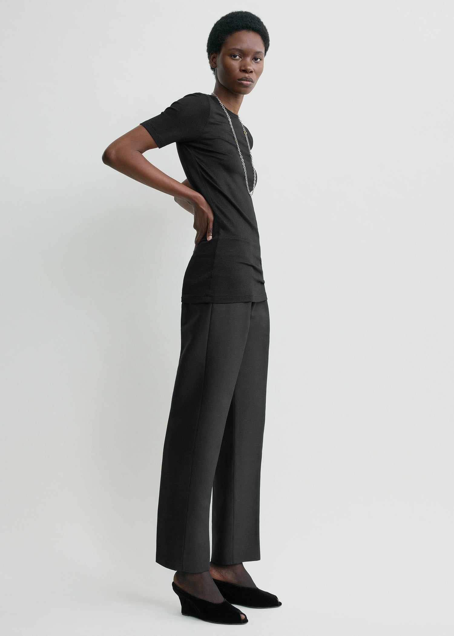 Slim evening trousers black