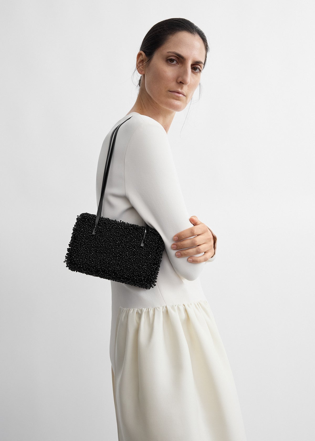 Cocktail bead-embroidered bag black