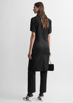 Reverse-collar slouch dress black