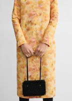 Chiné long-sleeve dress yellow/pink