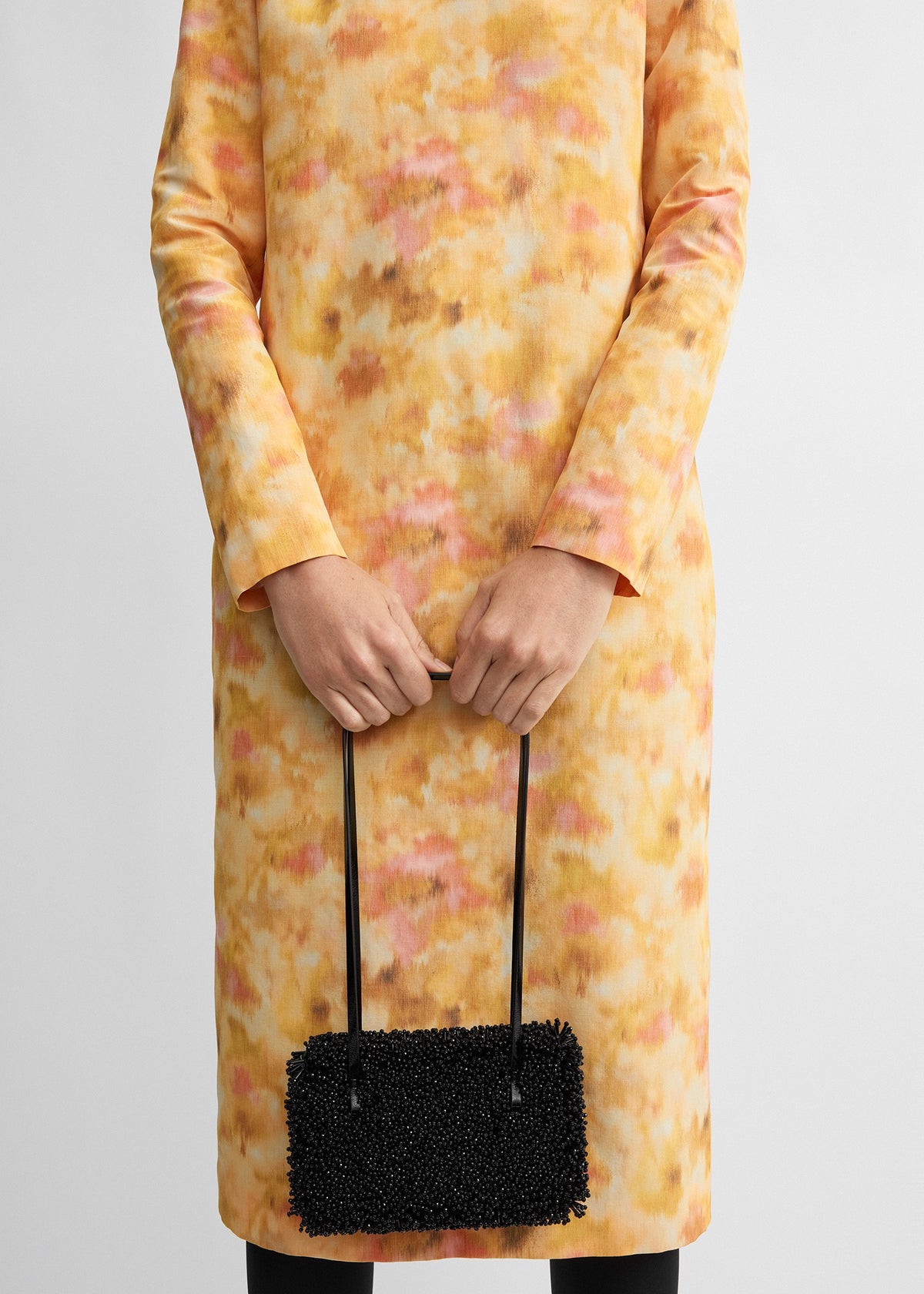 Chiné long-sleeve dress yellow/pink