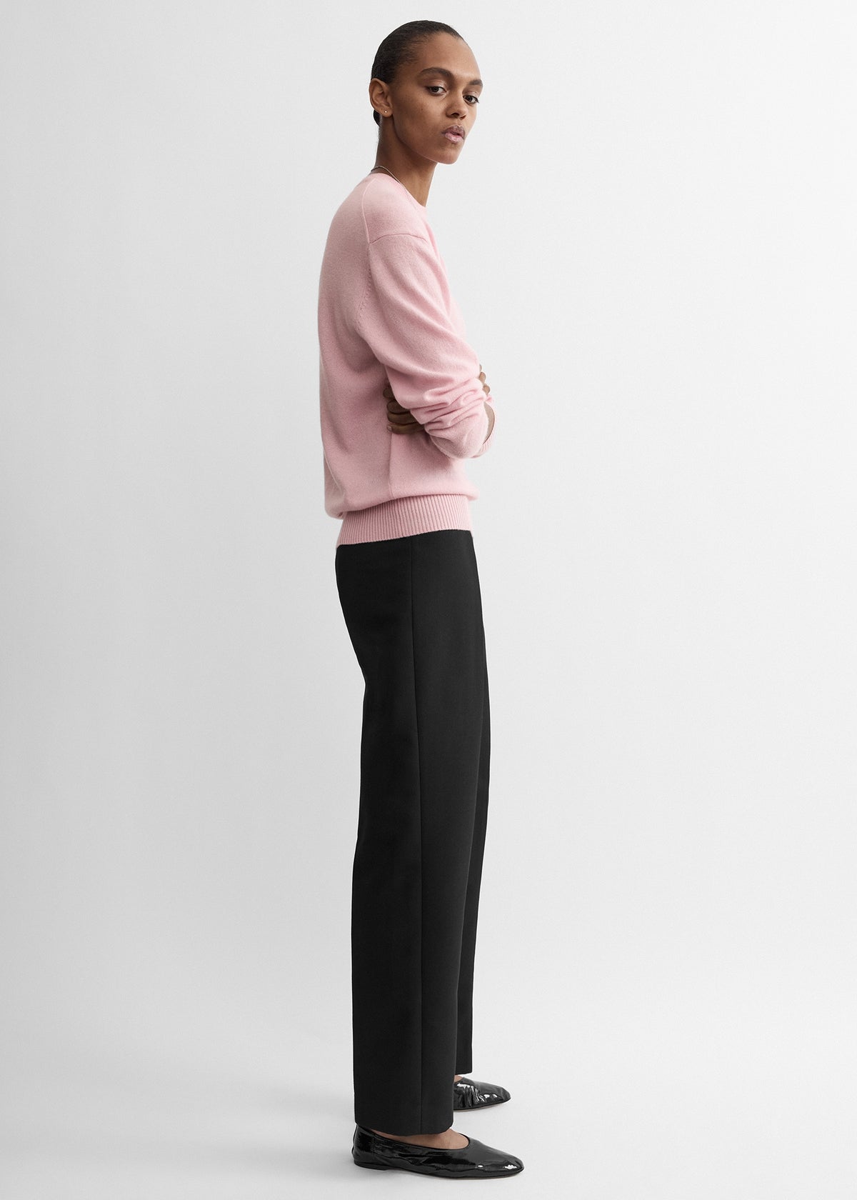 Classic cashmere crew knit pearl pink