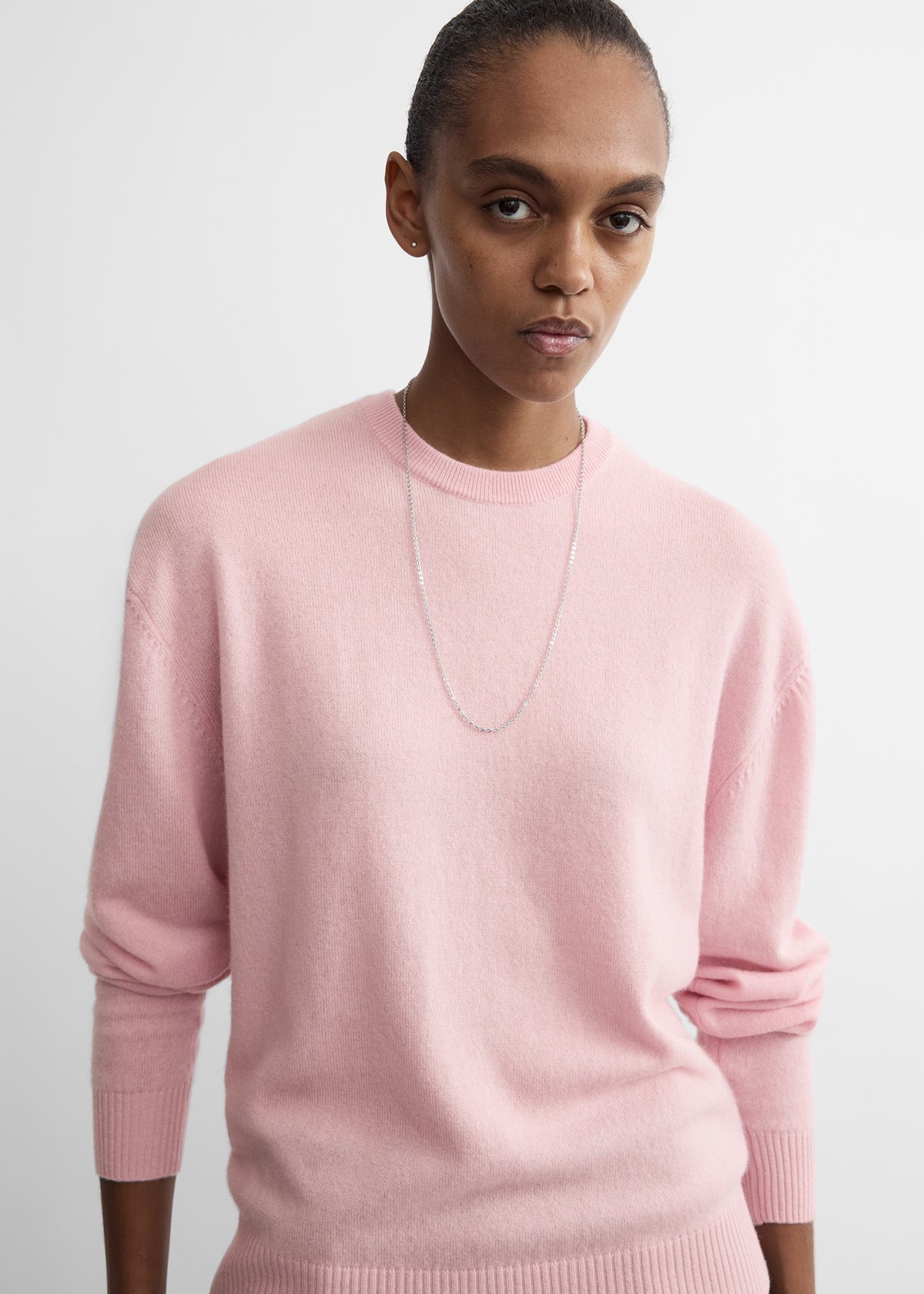 Classic cashmere crew knit pearl pink