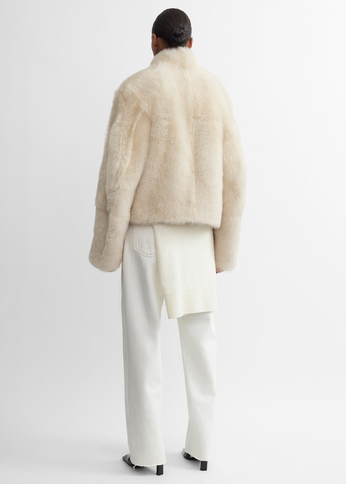 Silky shearling jacket ecru