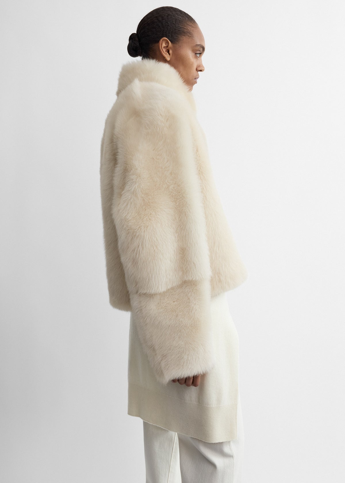 Silky shearling jacket ecru