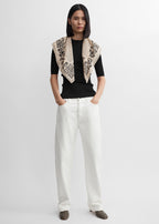 Floral signature monogram scarf ivory/black