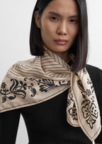Floral signature monogram scarf ivory/black