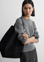 벨티드 스웨이드 토트 블랙
