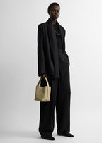 Small Belted grained-leather tote cashew