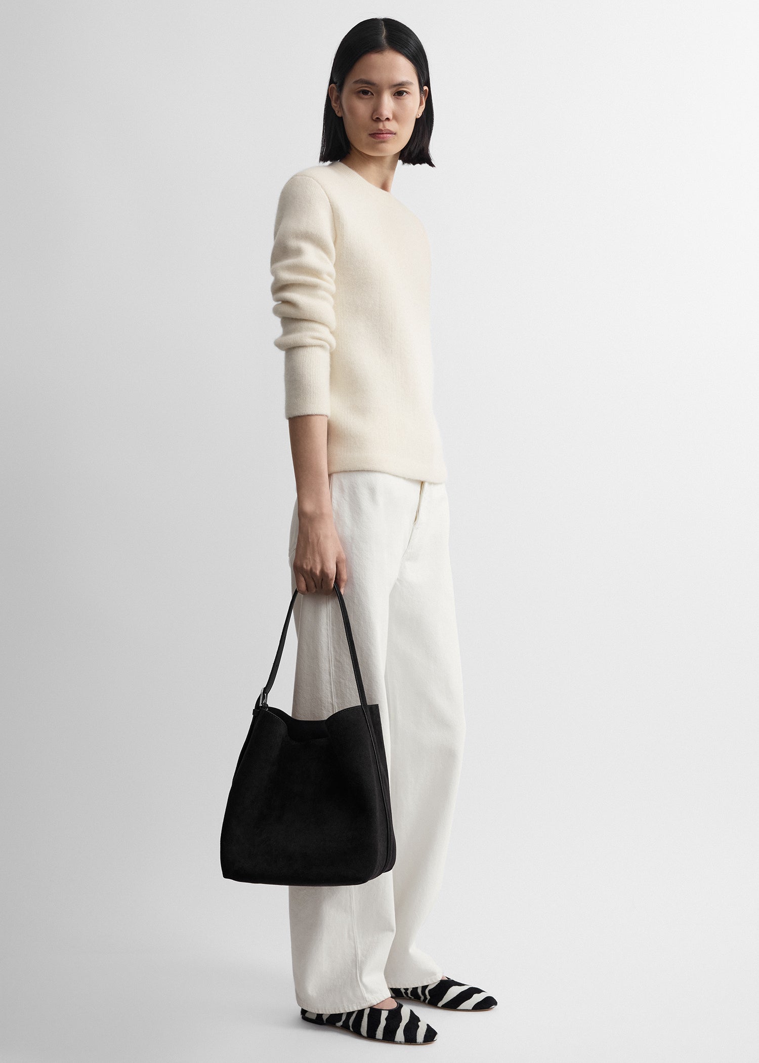 Medium belted suede tote espresso