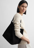 Medium belted suede tote espresso
