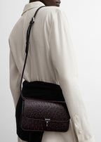 T-lock ostrich-embossed crossbody bordeaux