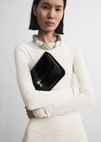 T-lock grained-patent crossbody black
