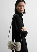 T-lock python-embossed crossbody black/ecru
