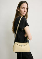 T-lock leather clutch champagne