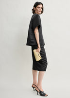 Mini T-lock leather clutch champagne