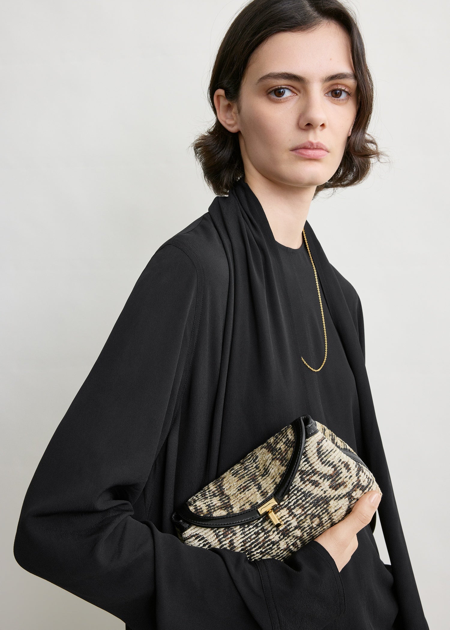 Mini T-lock paisley clutch rye/black