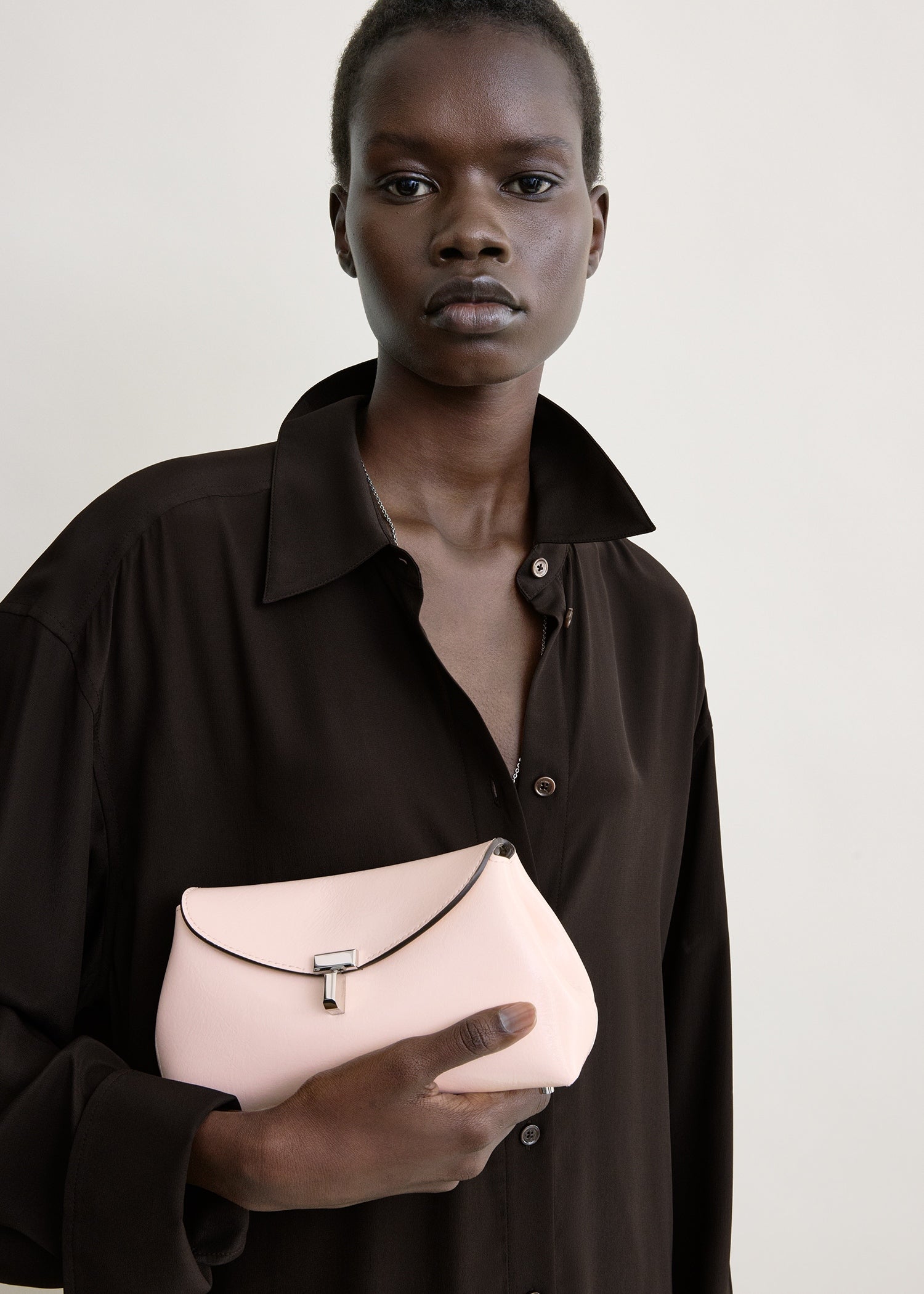 Mini T-lock naplack clutch flamingo