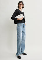 Clip croco-embossed clutch off-white